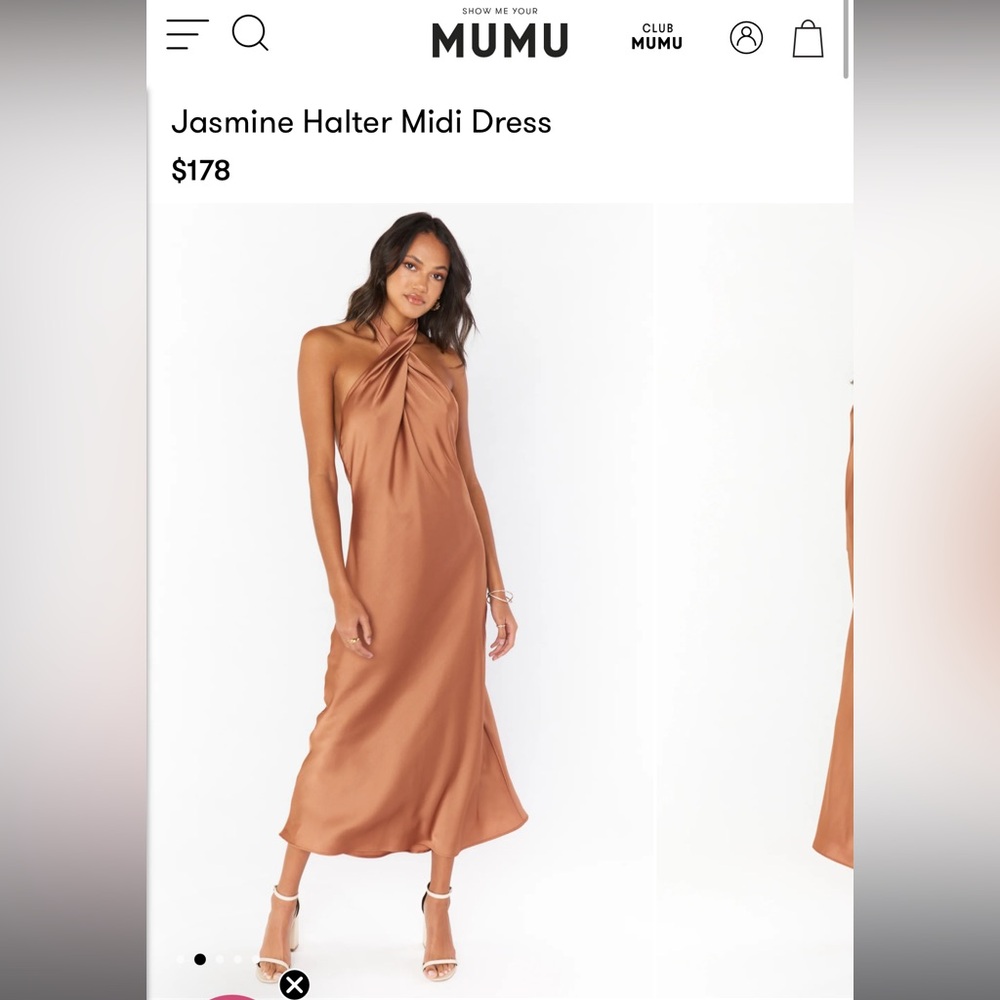 Elegant Tan Halter Neck Dress